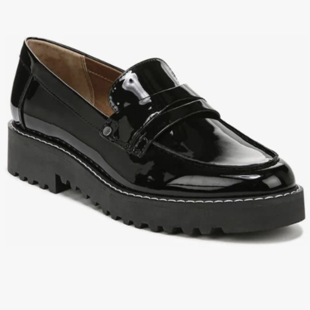 Frano Sarto | Cassandra Black Patent Leather Penny Loafers - Picture 7 of 13